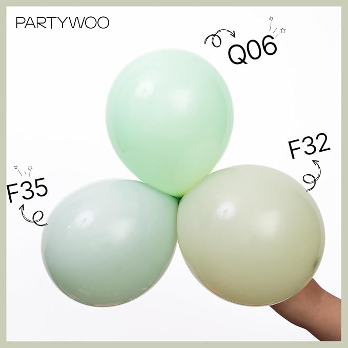 PartyWoo Light Green Balloons 127pcs Different Sizes Pack of 36 18 12 10 5 Inch Mint Pastel Peppermin Green Balloon Arch Kit for Baby Shower Spring Forest Birthday Party Decorations Green-Q06