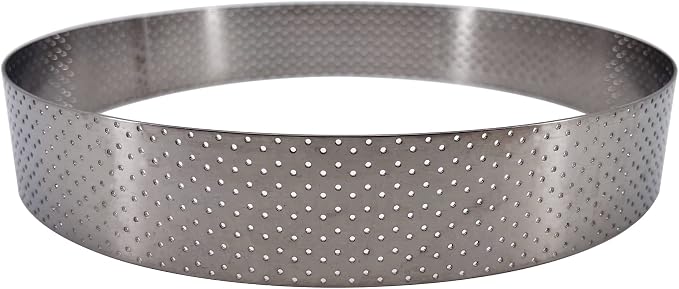 de Buyer Perforated Round Tart Ring - 8” Diameter, 1.4” Height - Perfect for Baking Beautifully Crisp Tarts - Easy to Use & Clean - Made in France