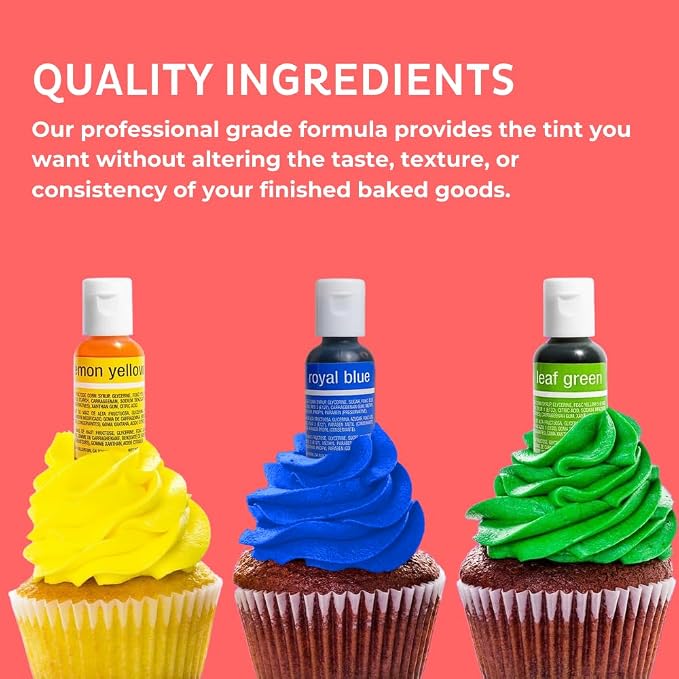 Chefmaster - Liqua-Gel Food Coloring - Fade Resistant Food Coloring - 8 Pack - Vibrant, Eye-Catching Colors, Easy-To-Blend Formula, Fade-Resistant - Made in the USA