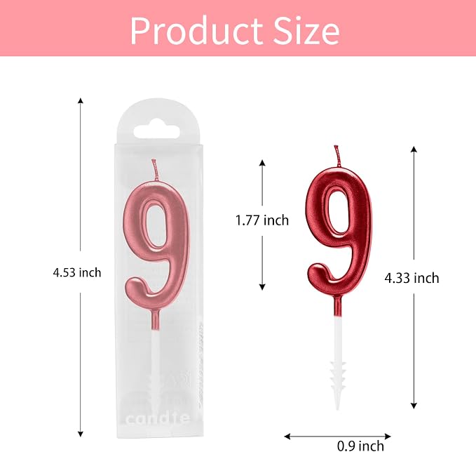 Beanlieve Red Numeral Birthday Candles - Cake Numeric Candles Number 0 1 2 3 4 5 6 7 8 9,Used for Cake Decoration on Birthday Parties and Wedding Anniversary Celebrations(10 Pieces)