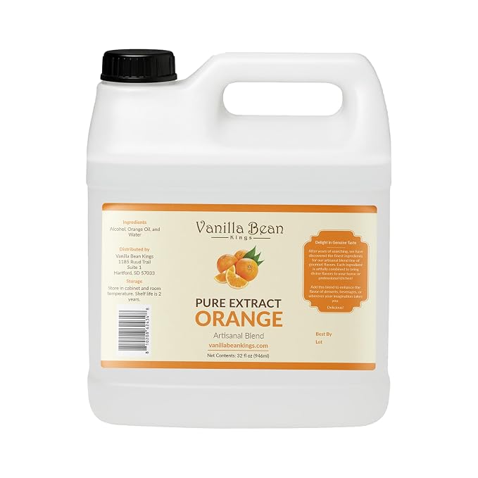 Pure Orange Extract for Baking and Flavoring - Premium Quality Natural Flavors for Baked Goods, Desserts, & Cooking - 32 FL OZ
