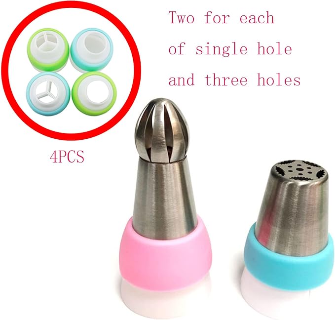 Piping Bag Coupler CHENJIN 4PCS 3 Color Converter Coupler Icing Nozzles, Blue+Green Single Hole/Three Holes Icing Cake Decor Tools
