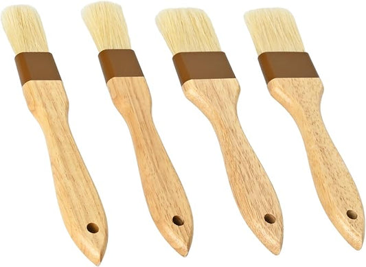 4 pcs Pastry Brush, Natural Bristle Basting Brush for Cooking and Baking, Premium BBQ Brushes for Butter, Oil, Egg, Sauce, Turkey, Marinade and Kitchen Food by SFIUYLB
