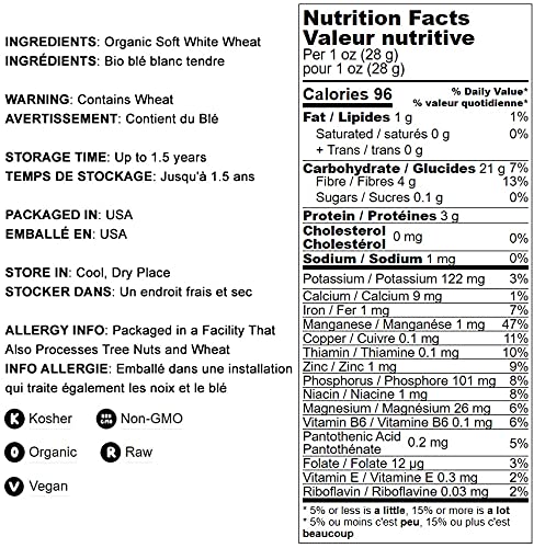 Food to Live Organic Whole Wheat Pastry Flour, 16 Pounds - Non-GMO, Finely Ground, Unbleached, Unbromated, Vegan, Kosher, All Natural, No Preservatives, Bulk, Product of the USA