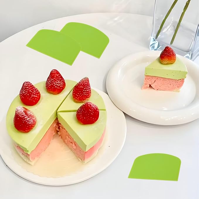 3 Pcs Flexible Dough Scraper, Plastic Bowl Scraper Sharp Edge & Angles Cake Scraper, Non-Slip Bakeware Tools for Baking/Home Bakers (2 Green 1 Yellow)