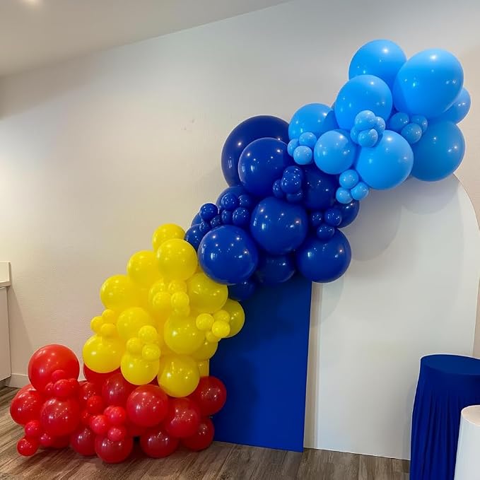 Carnival Balloon Garland Arch Kit 153pcs with Star, Red Blue Yellow Primary Color Balloons Rainbow Multicolor Confetti Balloons for Birthday Carnival Circus Theme Carnival Party Theme Decor