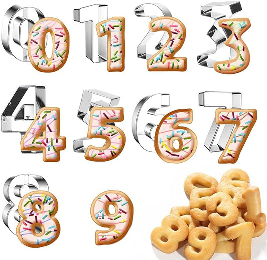 0-9 Number Cookie Cutters Set 3 Inch, 9PCS Stainless Steel Number Cutters | for Birthday Cake,Cake Topper,Baking Decorating,Fondant,Digit cookie cutters