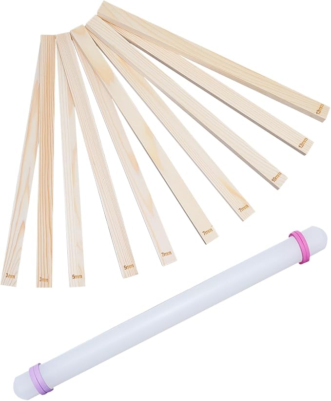 eZAKKA Pottery Teaching Rolling Mud Stick Guide, 12.9inch Pottery Tools with Clay Slab Roller & Clay Guides Sticks, 10+1Pcs