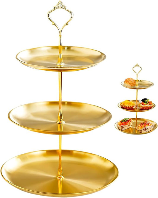 pson 1 Set 3 Tier Stainless Steel Cupcake Stand Holder, Tiered Dessert Display Tower for Wedding, Birthday, Party & Holiday Table Decor(Gold)