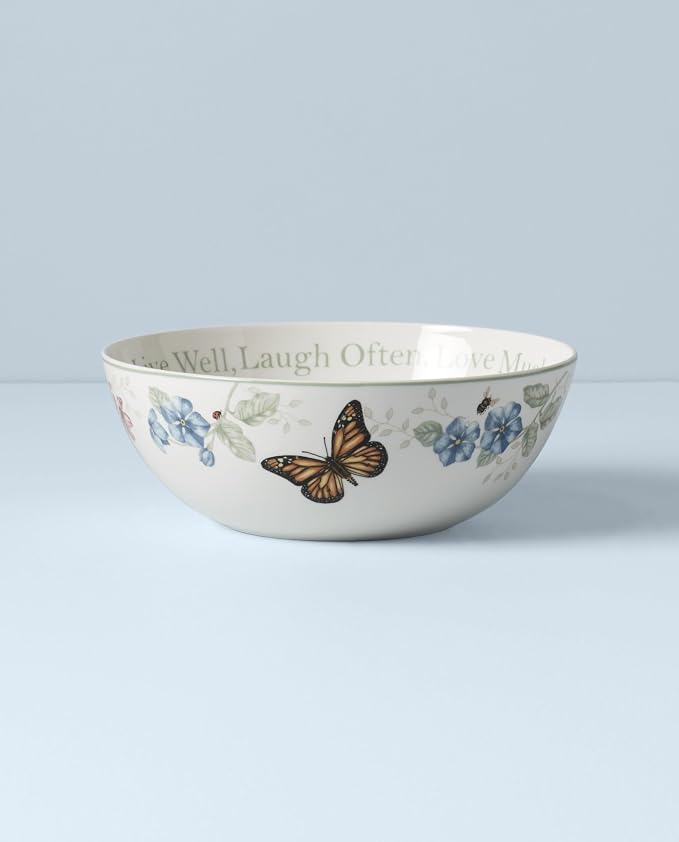 Lenox Butterfly Meadow "Live Well, Laugh Often, Love Much" Serving Bowl, White -