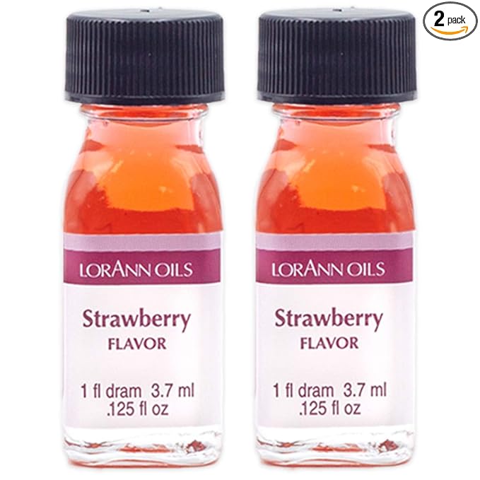 LorAnn Oils Super Strength Flavoring - Used For Candy Making, Flavoring, Baking, Hard Candy, & Flavor Oils - Bold, Natural Flavors 4X Stronger Than Extracts - Strawberry, Pack of 2, 0.125 fl oz