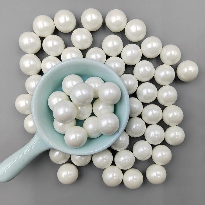 Homankit White Pearl Sprinkles Edible Pearls for Cake Decorating, 14mm 100g/3.53OZ Sugar Pearl Cake Decorations for Baking Cookie Cupcake Toppers Ice Cream Toppings Birthday Wedding Supplies