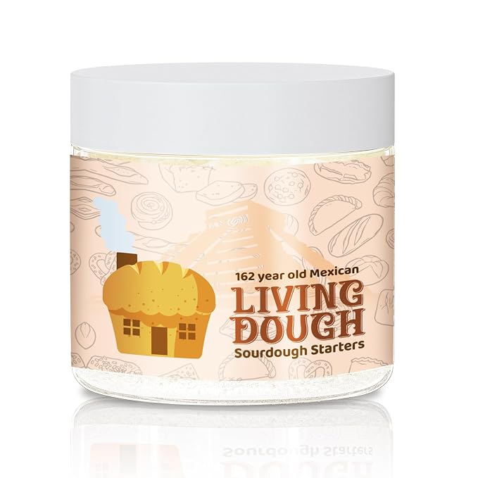 Living Dough - 162 Year Old Mexican Sourdough Starter Culture - Active & Live Organic Sourdough Starter for Baking - For Artisan Bread, Pizza Dough, Waffles & More