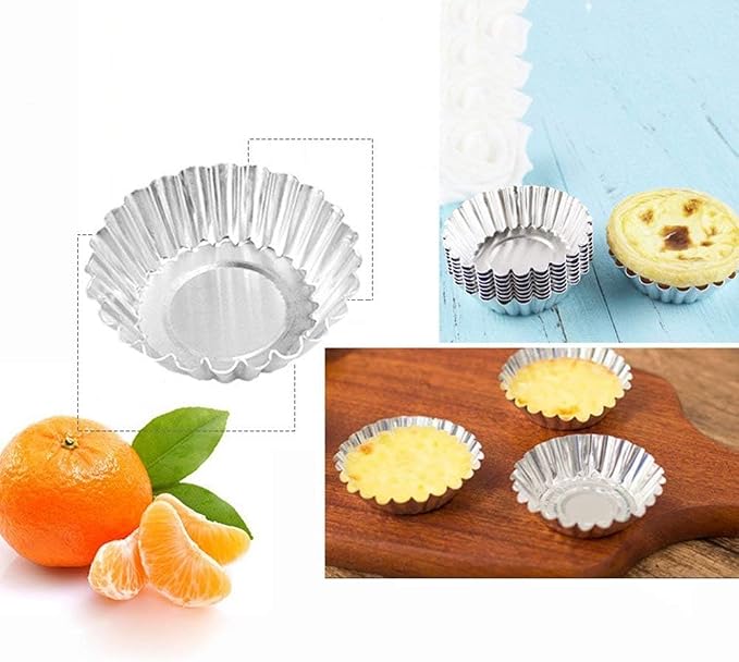 20 Pcs Aluminium Mini Pie Tins, 2.8" Mini Tart Pans Egg Tart Mold Reusable Tart Pans for Baking, Cheese Cakes, Desserts, Egg Tart