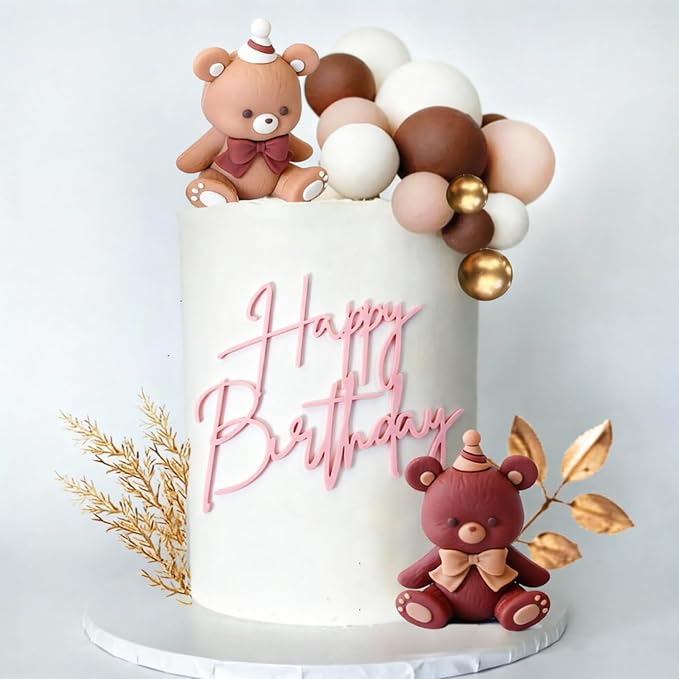 1PCS Happy Birthday Cake Topper, Pink Mirror Acrylic Happy Birthday Cake Toppers Sign Decorations for Girls and Women