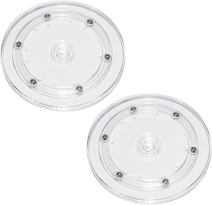 2 Pcs Clear 6 inch Acrylic Lazy Susan Rotating Turntable Organizer Bearings - Round Swivel Plate for Spice Rack, Table, Cake, Kitchen Pantry