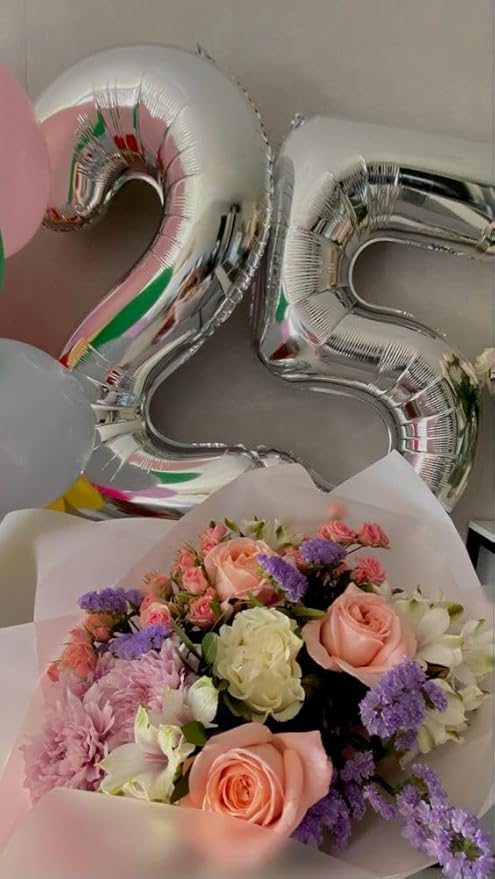 Silver 5 Balloon, Number Balloons 40 Inch, 5th Birthday Balloon Decorations, Silver Party Supplies, 5 Number Balloons, Number 5 Balloon