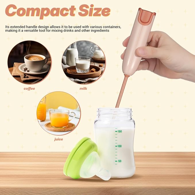 1 Set Baby Milk Powder Mixer Handheld Drink Stirrer, Light Brown Detachable Battery Operated, Newborn Nutrition Protein Coffee Kitchen Blending