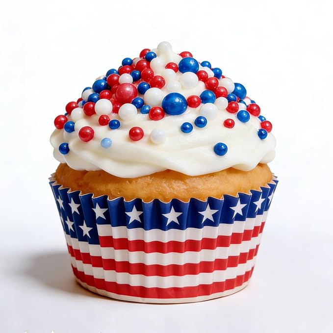 Sentovac Red White and Blue Pearls Sprinkles Edible Patriotic Sprinkle for Cake Decorating Candy Cookie Baking 4th of July Memorial Independence Day Decorations
