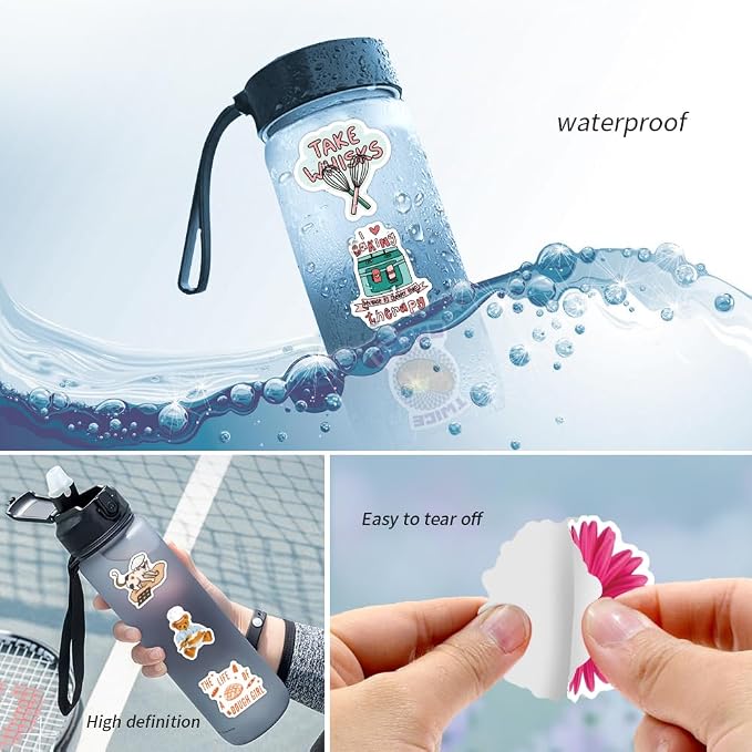 124 PCS Baking Stickers, Waterproof Stickers, Suitable for Water Bottles, Laptops, Baking-Themed Party Decorations, Perfect for Cooking Enthusiasts.
