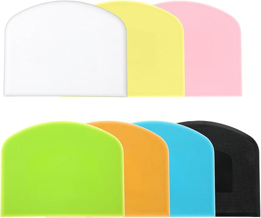7 Pcs Dough Scraper Set, Bench Scraper Dough Bowl Food Scrapers Tool Cake and Pastry Scrapers Baking Supplies Kitchen Gadgets for Bread Cake Fondant Icing Pastry Kitchen Gadgets