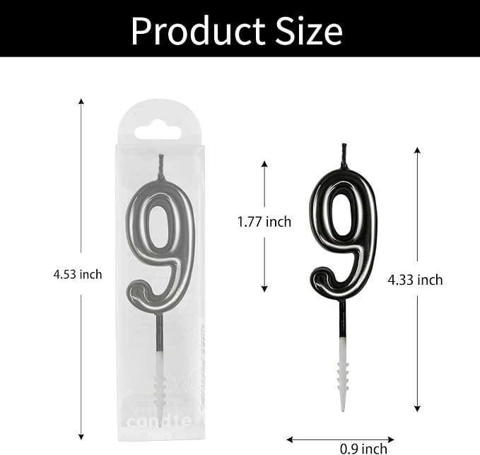 Beanlieve Black Numeral Birthday Candles - Cake Numeric Candles Number 0 1 2 3 4 5 6 7 8 9,Used for Cake Decoration on Birthday Parties and Wedding Anniversary Celebrations(10 Pieces)