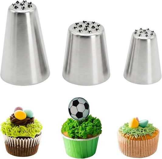 3 Pcs Grass Piping Tips,Cake Decorating Tips,Stainless Steel DIY Piping Icing Nozzle Tool for Cake Decorating Frosting Grass