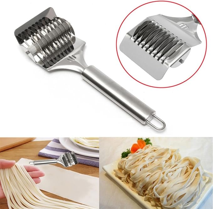 16x7x3.1cm High Grade Stainless Steel Noodle Lattice Roller Docker Dough Cutter Pasta Spaghetti Maker for Kitchen Cooking Tools