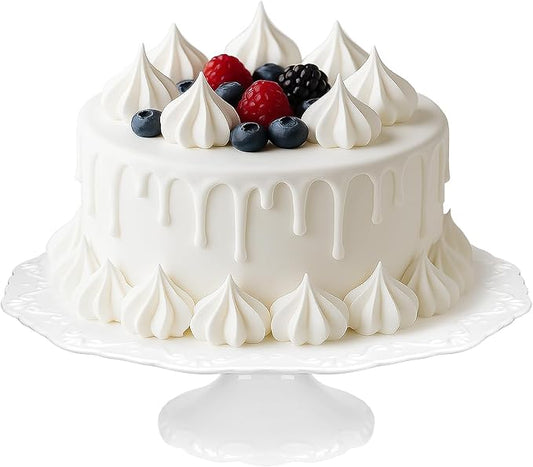 12" White Cake Stand for 10" Cake, Porcelain Cake Plate, Cake Pedestal Stand, Round Dessert Stand, Wedding Cake Stand for Party, Birthday, Baby Shower, Christmas, Mother's Day, Home Decorating Cake Display Stand