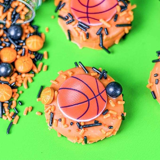 Sprinkles for Cake Decorating Edible Cake Decorations Fancy Basketball Sprinkles Black and Orange Cake Cupcake Decorations Ice Cream Toppings for Cupcake Decorating