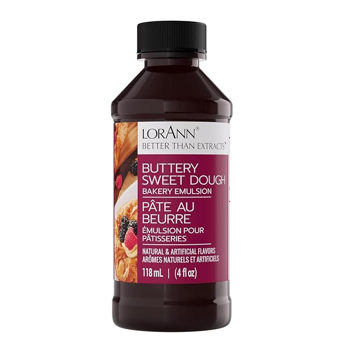LorAnn Oils Buttery Sweet Dough Bakery Emulsion: Authentic Taste, Ideal for Amplifying Sweet Bready Notes in Baked Goods, Gluten-Free, Keto-Friendly, Essential for Your Kitchen, 4 Oz