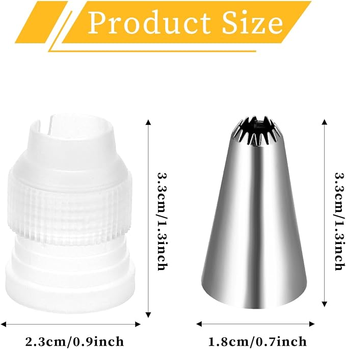 Oruola 50Pcs Cake Tips for Decorating, 48 Different Patterns Stainless Steel Cake Decorating Tips and 2 Reusable Plastic Coupler for Cake & Cupcake Cookies Decorating, Cake Piping Tips Set