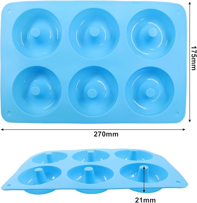 Non-Stick Doughnut Pan Set of 3 - Flexible Silica gel Baking Molds for Perfect Donuts, Cakes & Bagels, Dishwasher Safe, Just Pop Out for Easy Release, BPA-Free & Odorless（Round styles