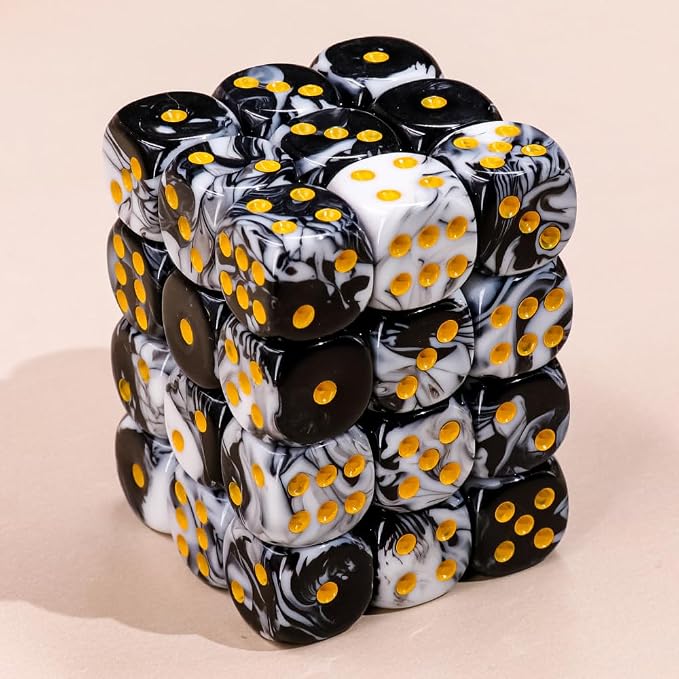 36 of Pack 12MM 6 Sided MINI Dice Set,Two Colours D6 Game Dice Set, 6 Sided Standard Dices for Yahtzee, Bunco or Teaching Math,with Portable Plastic Box(White+Black)