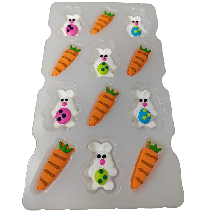 Easter Sprinkles Icing Decoration for Cupcake Decorating, Easter Edible Carrot Bunny Cake Cupcake Topper for Baking Cookie Ice Cream Candy Decoration
