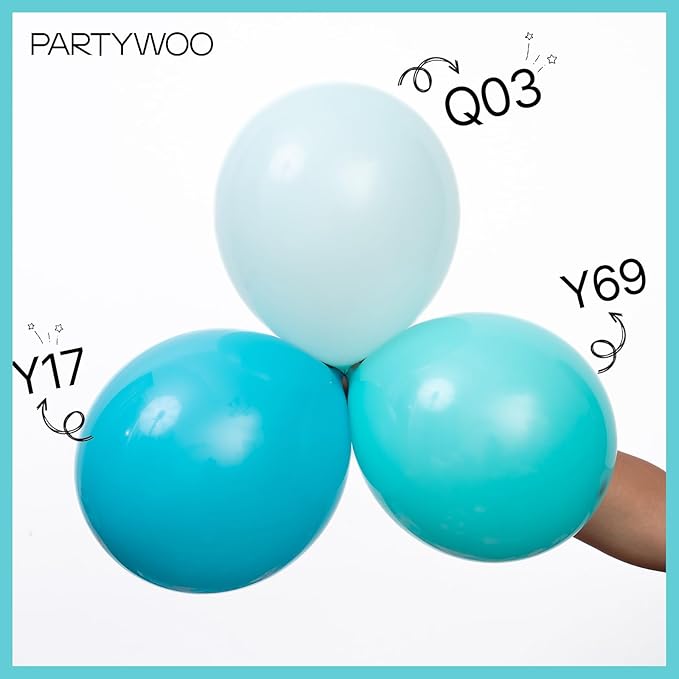 PartyWoo Teal Balloons 100pcs 12 Inch Turquoise Dark Teal Latex Balloons for Baby Shower Wedding Anniversary Gender Reveal Graduation Mermaid Birthday Pool Bachelorette Party Decorations Blue-Y69