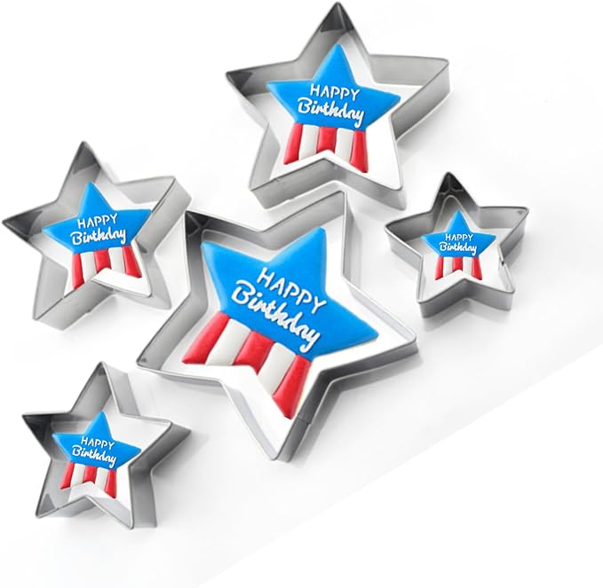 Star Cookie Cutters, 4th of July Cookie Cutters, Holiday Cookie Cutters,Stainless Steel Molds for Christmas, Graduation, Birthday Party