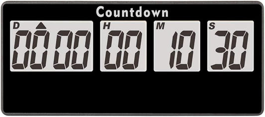 Jayron 9999 Day Digital Countdown Timer for Kitchen Office Desk LCD, Black | Magnetic back, 60-second alert, count-up after zero, pause and resume, classroom events, wedding dates, fridge and shelf use
