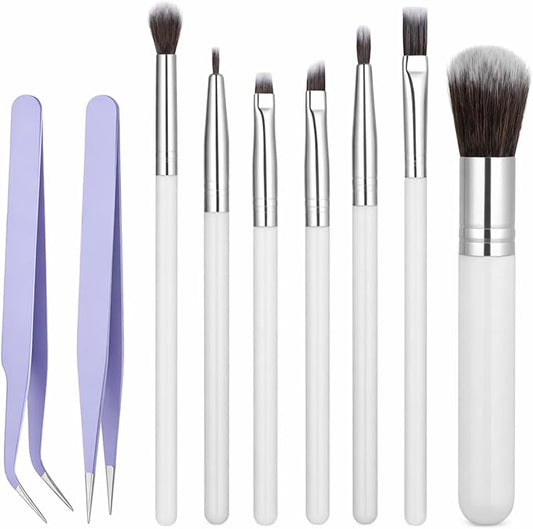 9 PCS Cake Candy Decorating Brushes Tools, Baking Brush Set Food Paint Brushes Pastry Brush Fondant Tools and Stainless Steel Straight & Curved Tip Tweezers for Baking Fondant DIY Cake Sugar
