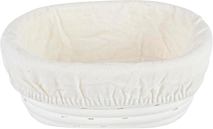 Restaurantware Bread Proofing Baskets 6 Inch Oval Pack of 10 Rattan Dough Fermentation Baskets With Cotton Liners, Oval Banneton Bread Rising Bowls For Home, Commercial, Artisanal Baking