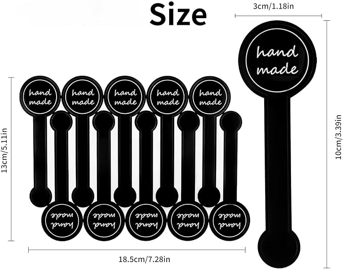 300pcs Black Handmade Food Baking Label Stickers for Baked Goods Packaging (StyleA)