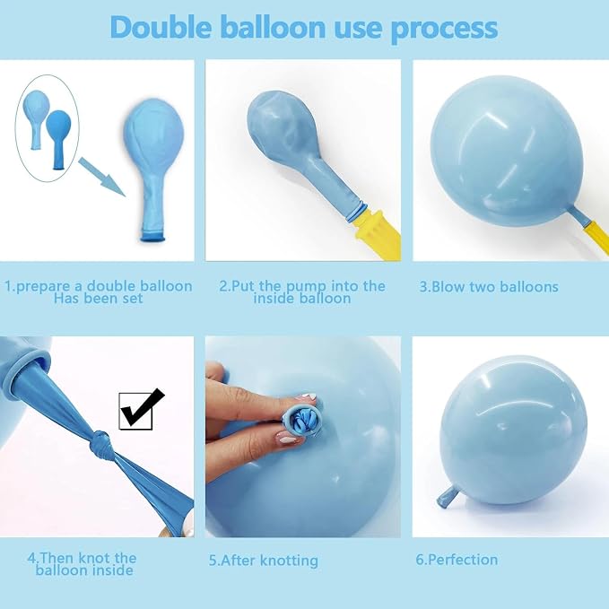 Double Stuffed Pastel Blue Balloon Garland Macaron Baby Blue Balloons Different Sizes 18/12/5 Inch Light Blue Latex Balloons Arch Kit For Gender Reveal Birthday Baby Shower Party Decorations