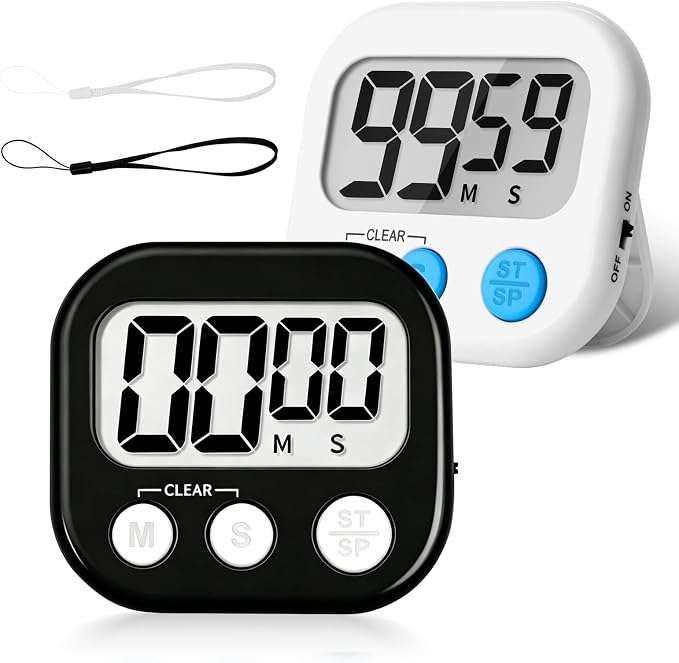 ZILLEEN Classroom Timer for Kids Teachers 2 Pack Digital Timers, Black & White