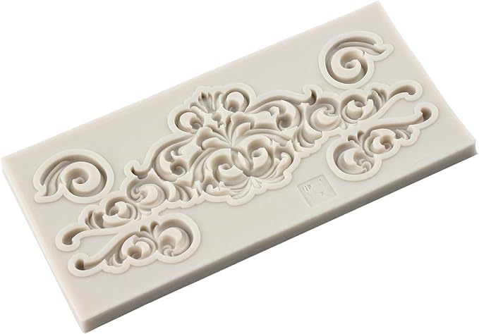 Baroque Fondant Molds Curlicues Scroll Lace Border Candy Silicone Mold For Cake Decorating Cupcake Topper Chocolate Gum Paste Polymer Clay Set Of 1