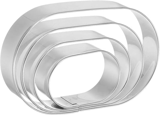 HARFINGTON Oval Cookie Cutter Set Assorted Sizes Stainless Steel Geometric Biscuit Baking Pastry Candy Cookie Cutters Molding for Pastry Fondant Cake
