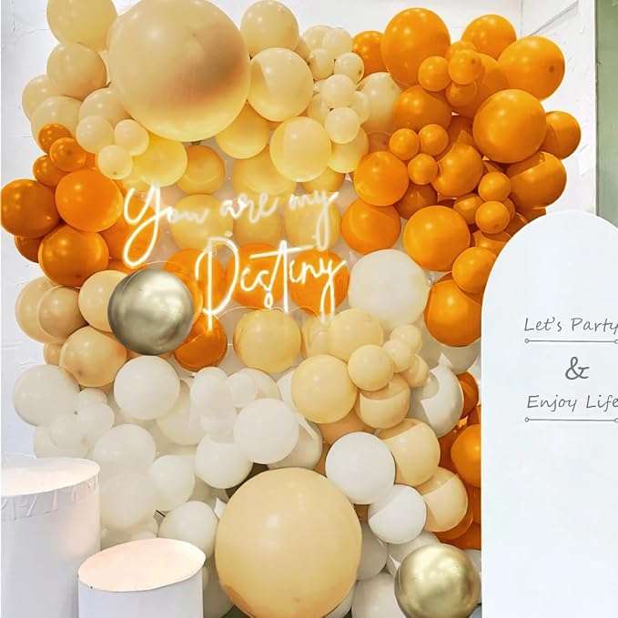 Yellow White Nude Gold Balloon Garland Arch Kit, 160Pcs Boho Latex Balloons Different Sizes 18 12 10 5 inch for Birthday Baby Shower Anniversary Party Decorations