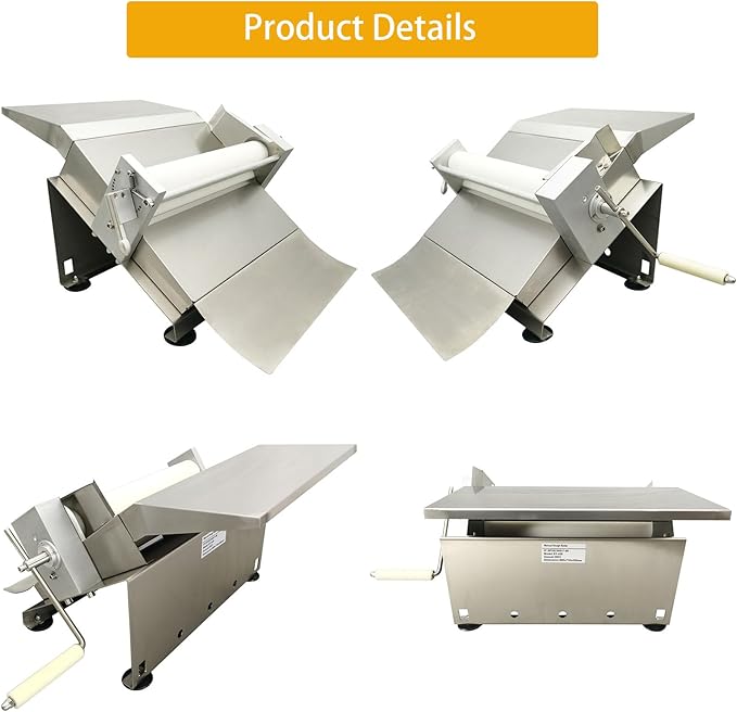 Manual Dough Sheeter Pastry Dough Press Sheeter Machine Stainless Steel Pastry Machine Pasta Maker for Icing, Fondant, Croissants, Pizza and Puff Pastry