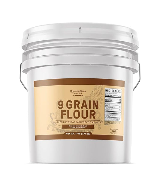 Unpretentious 9 Grain Flour, Wheat, Barley, Oat, Flax & Rye, Homemade Bread & Dough, Food Storage (272 Ounce)