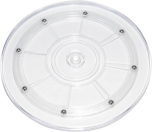 1 Pcs Clear 9 inch Acrylic Lazy Susan Rotating Turntable Organizer Bearings - Round Swivel Plate for Spice Rack, Table, Cake, Kitchen Pantry