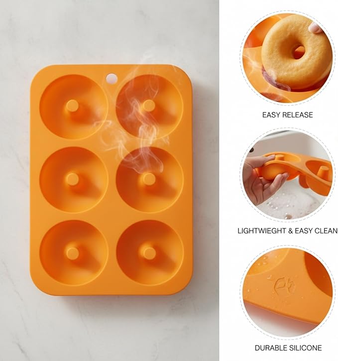 Silicone Donut Pan, 6-Cavity Baking Tray for Oven (1 PC)